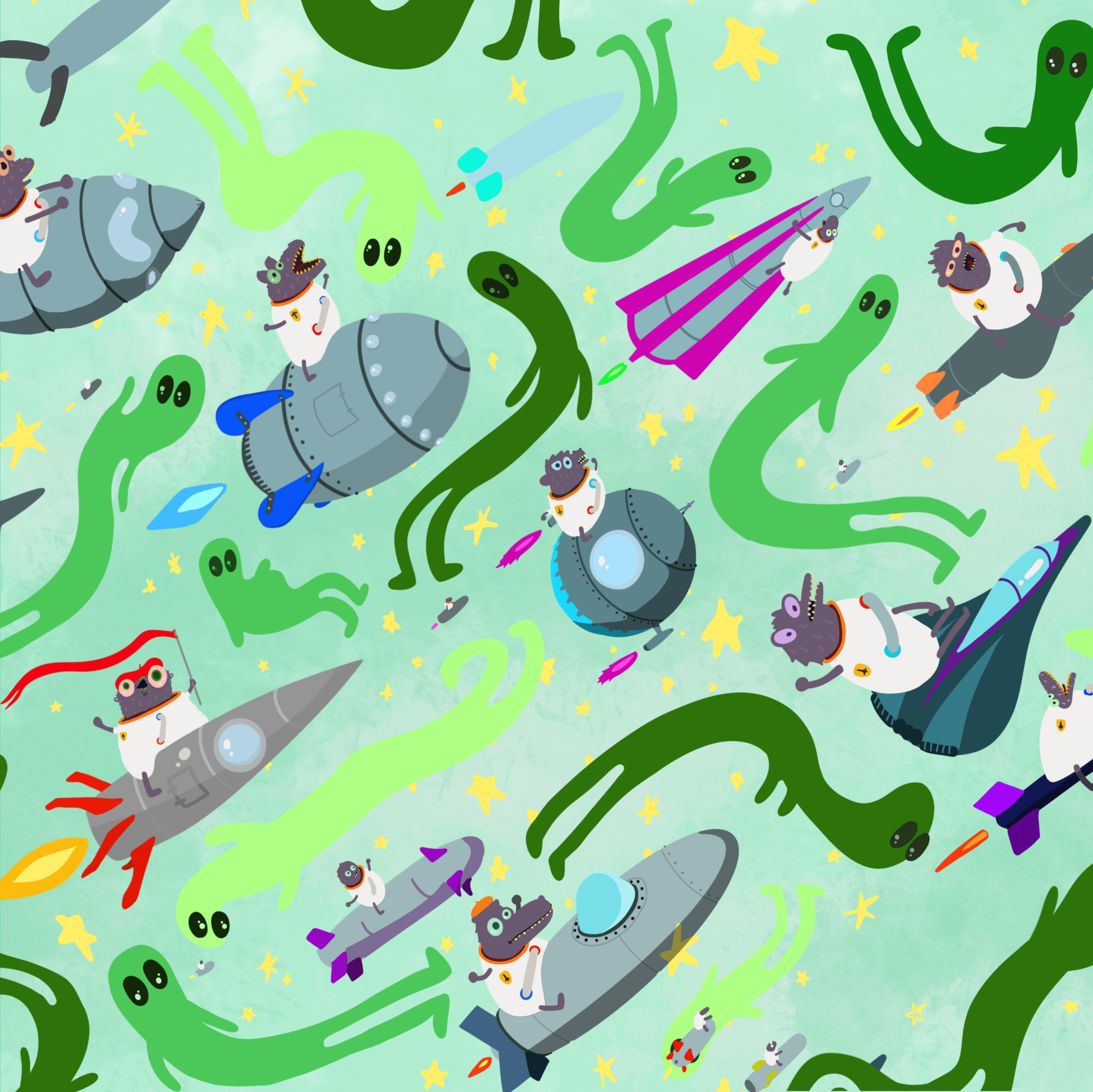 Aliens and Spaceships Illustrated Design