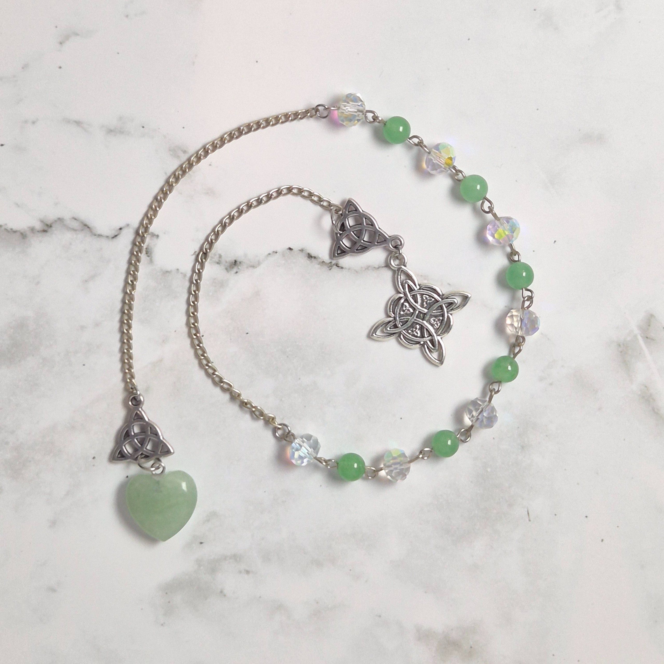 Witches Knot Aventurine Heart Pendulum