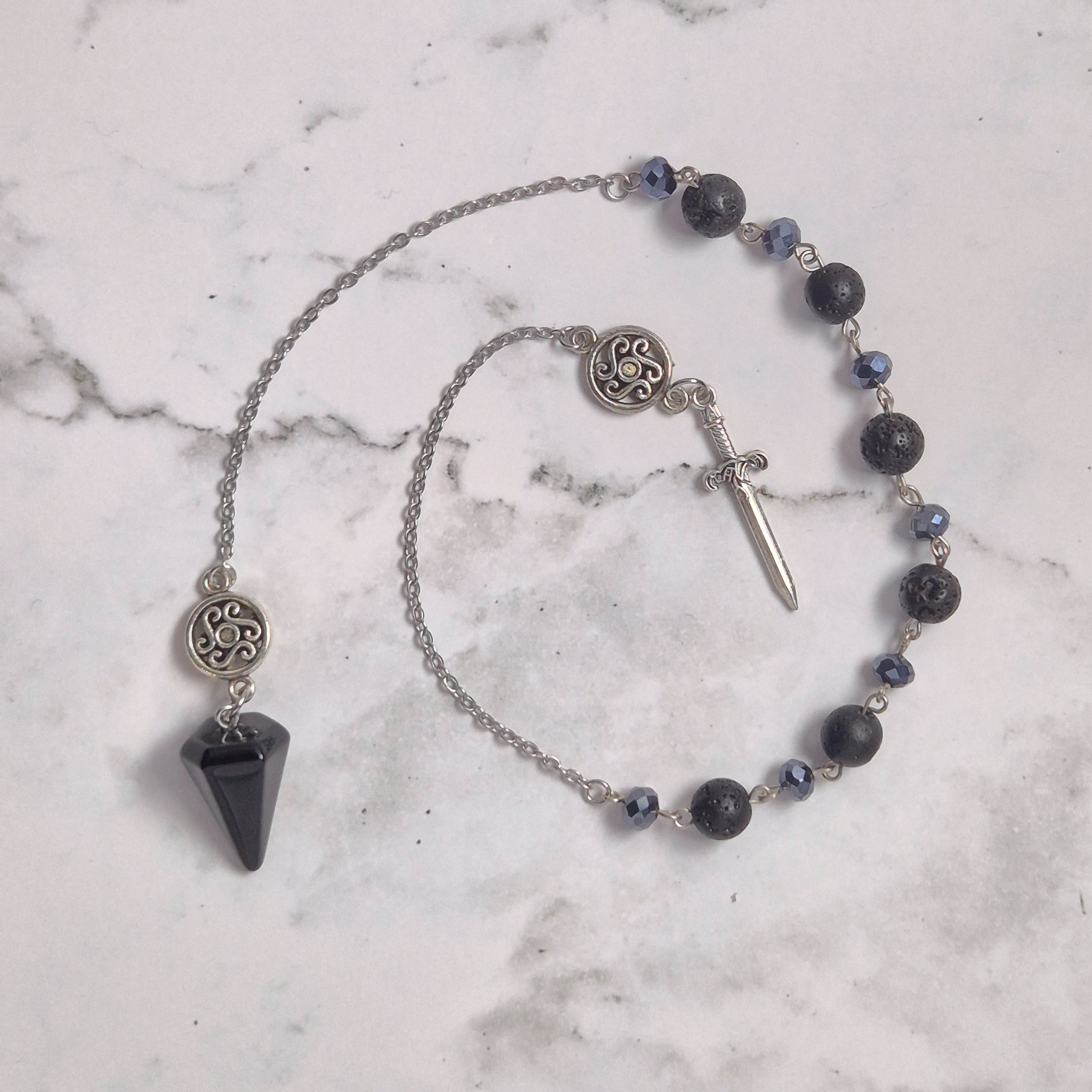 Morrigan Obsidian Pendulum