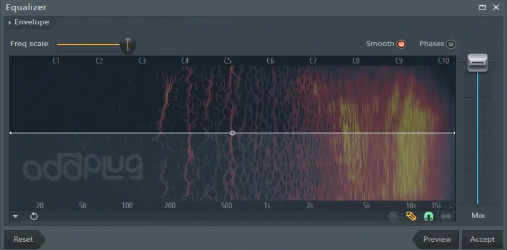 Equalizer inside the Edison plugin in FL Studio