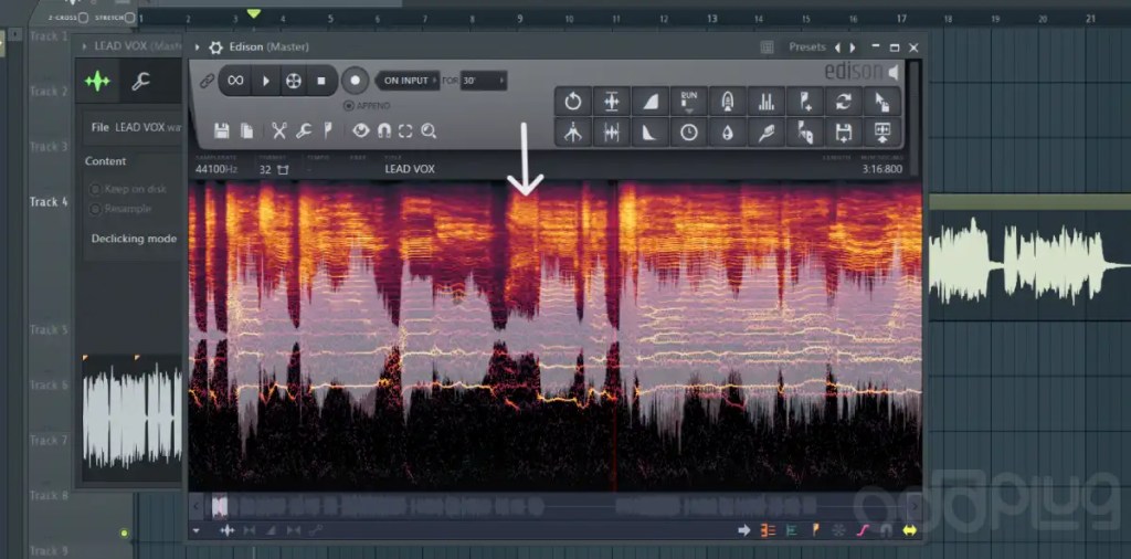 audio sample de-essed using Edison
