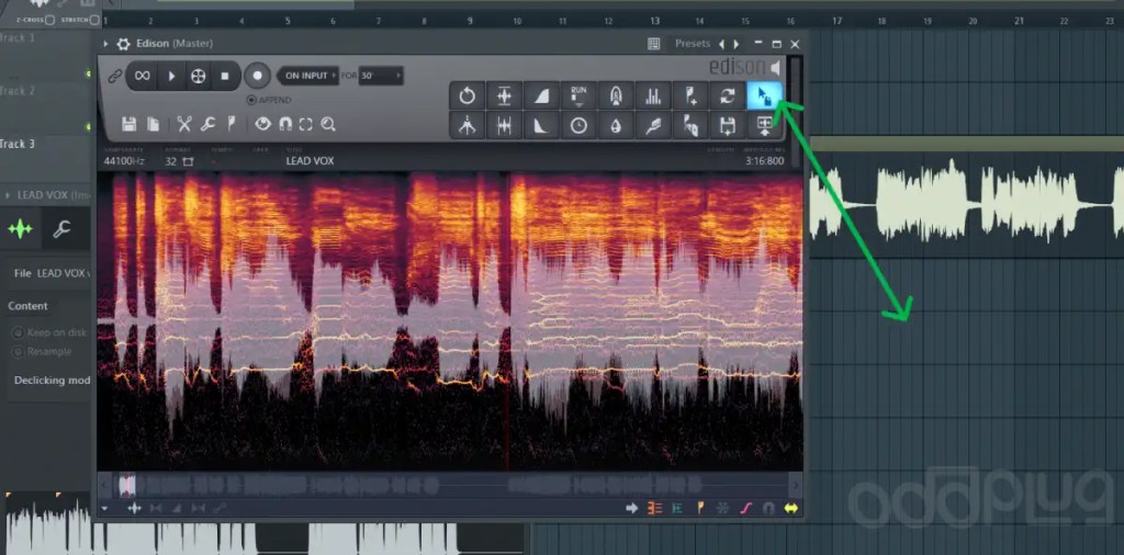 Dragging and dropping the edited sample to the playlist