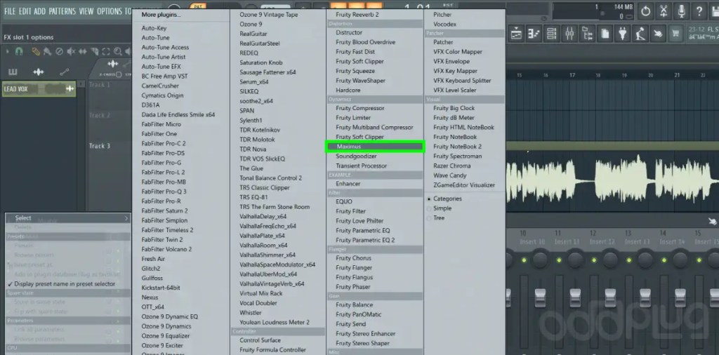 Opening Maximus plugin on FL Studio