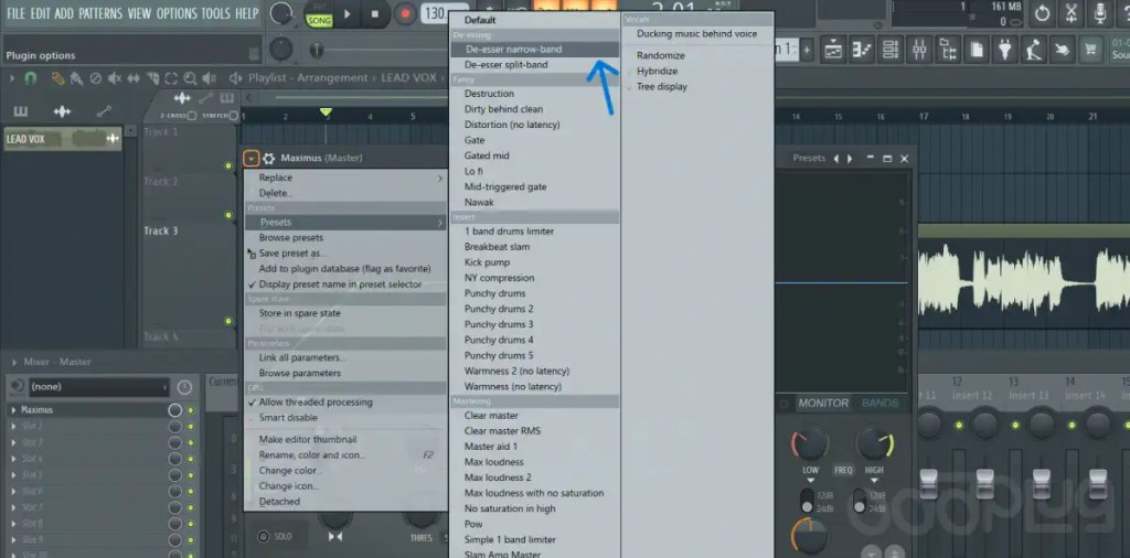 Selecting a preset on Maximus