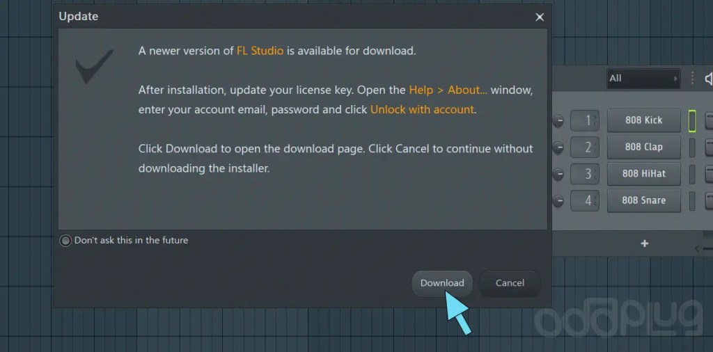 Update notification inside FL Studio