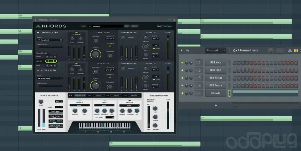 KHORDS plugin loaded on FL Studio