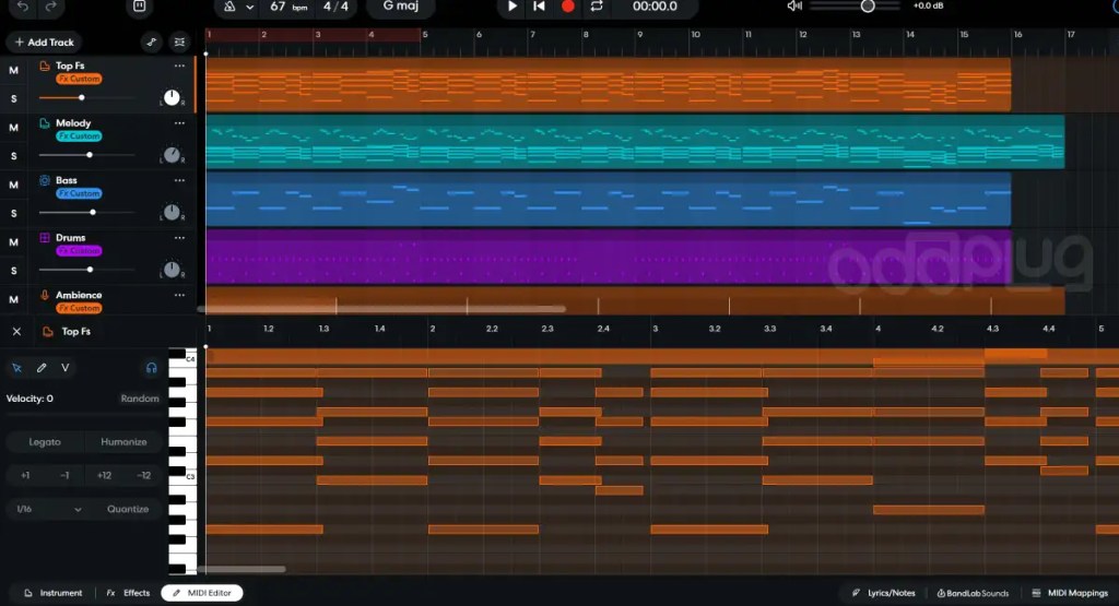 Editing MIDI on BandLab