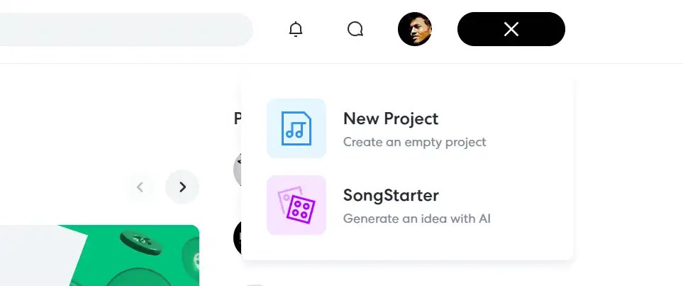 Starting a project in BandLab