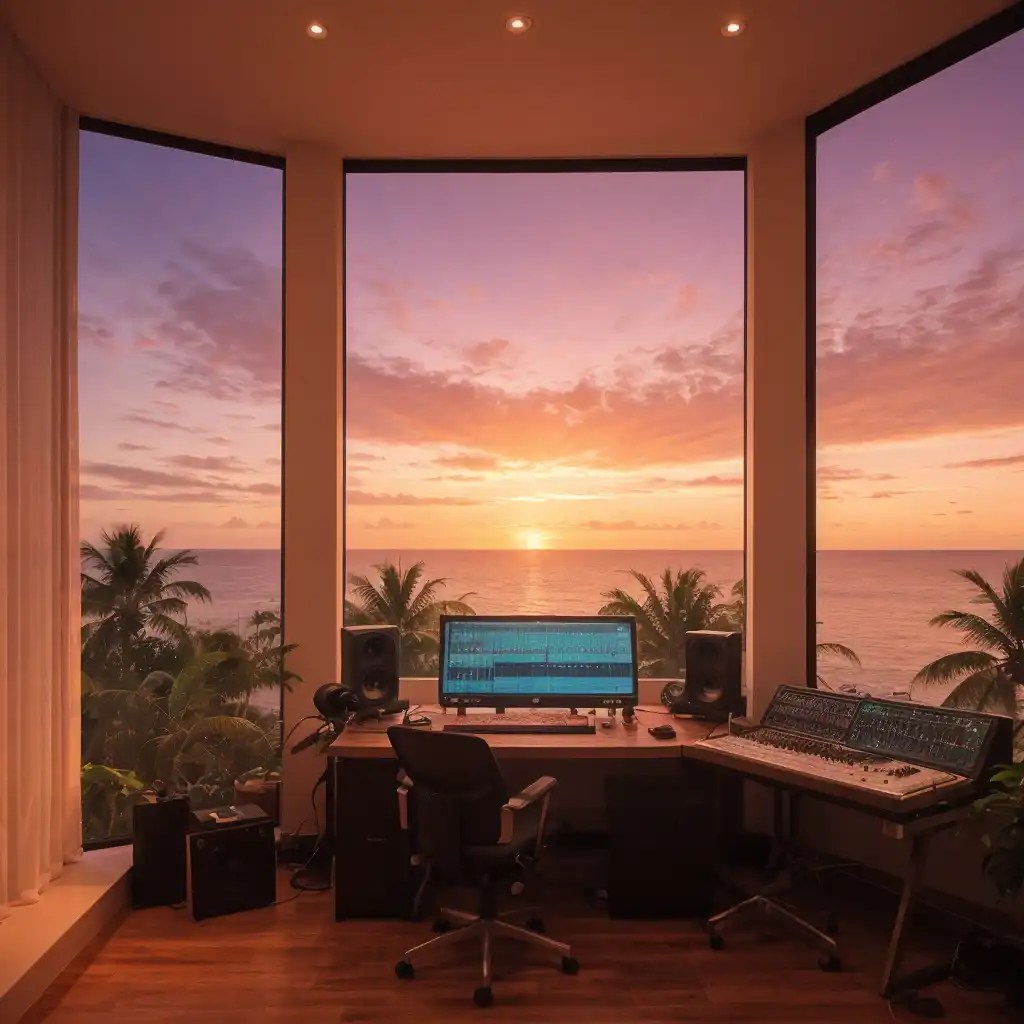 Tropical-themed Recording Studio Idea