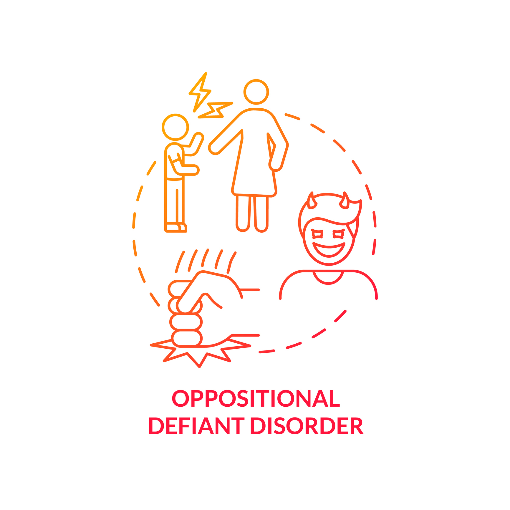 Oppositional defiant disorder red gradient concept icon
