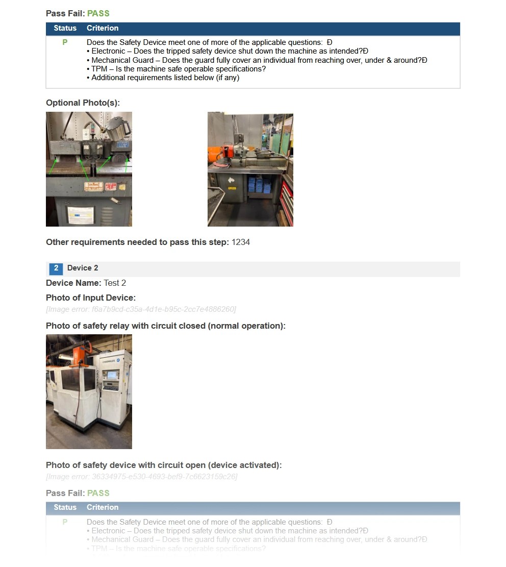 Daily Documentation of Machine Safety Status