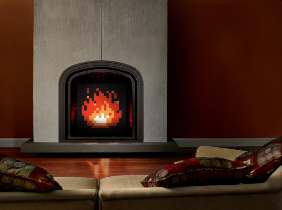 pixelated fire