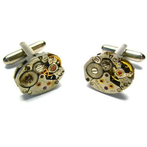 gold steampunk cufflinks alternative wedding ideas from Offbeat Wed (formerly Offbeat Bride)