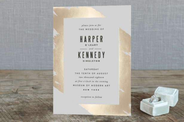 Gilded wedding invitations