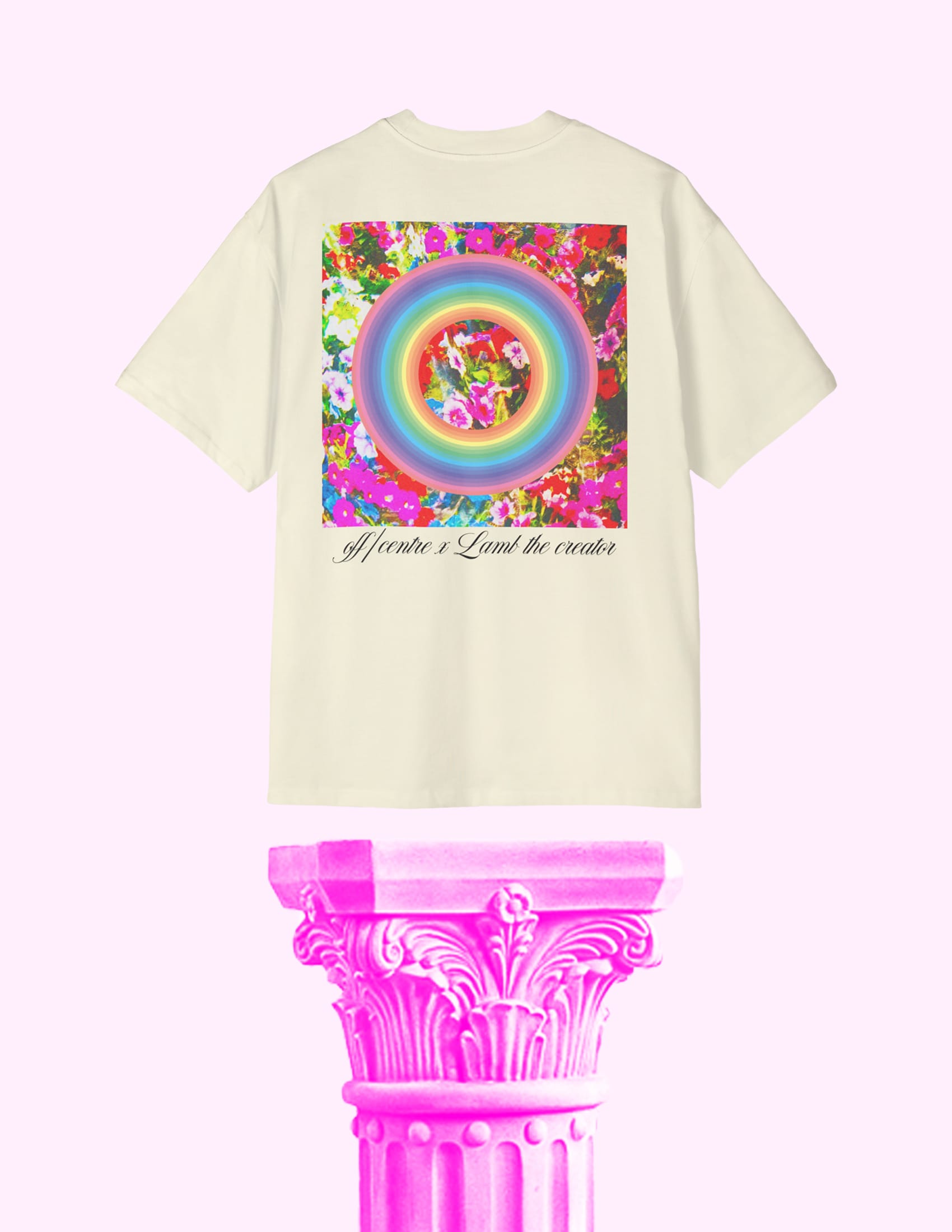 OFF/Centre X Lamb the Creator "PASTEL FLOWER COLOUR PORTAL" Heavy Oversized tee