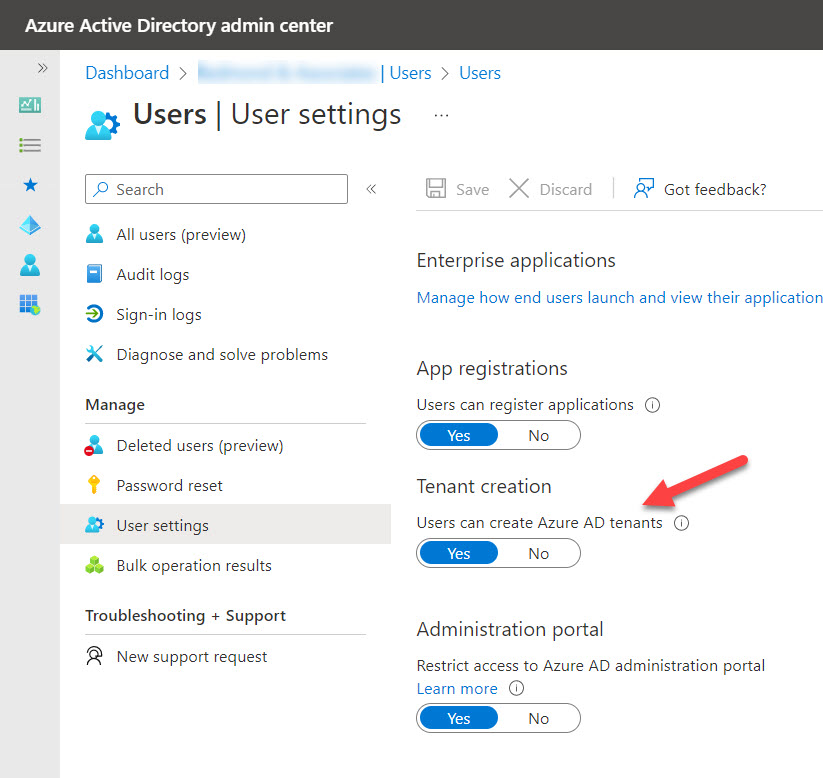 How to Control Azure AD Tenant Creation