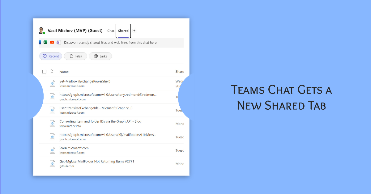Teams Chat Gets the Shared Tab
