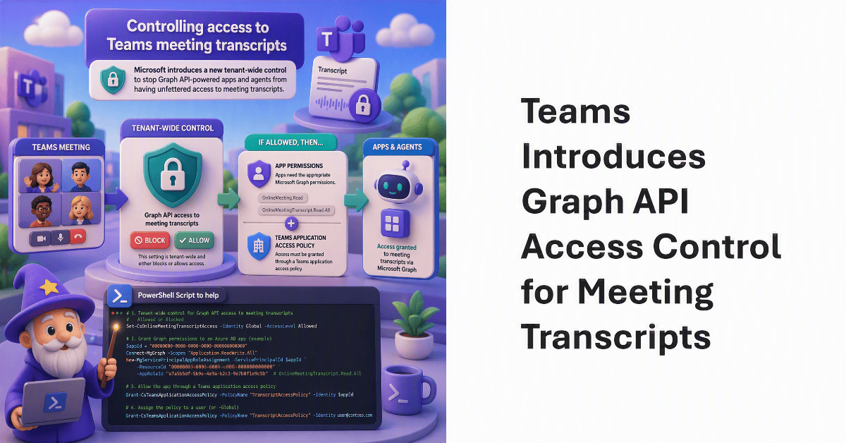 Graph API controls for Teams meeting transcripts.