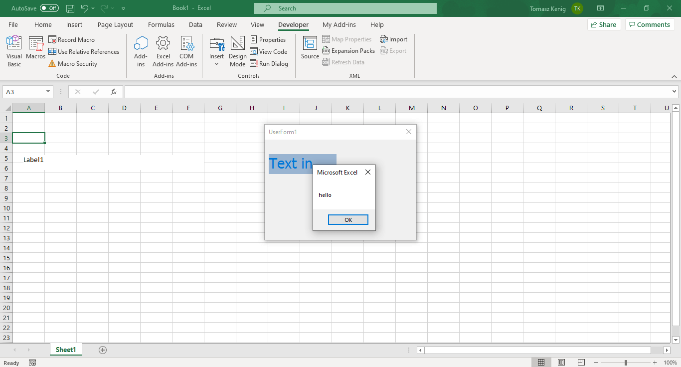 ActiveX controls Label in Excel VBA