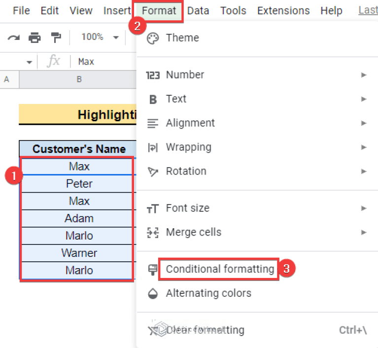 Conditional Formatting Highlight Duplicates In Google Sheets