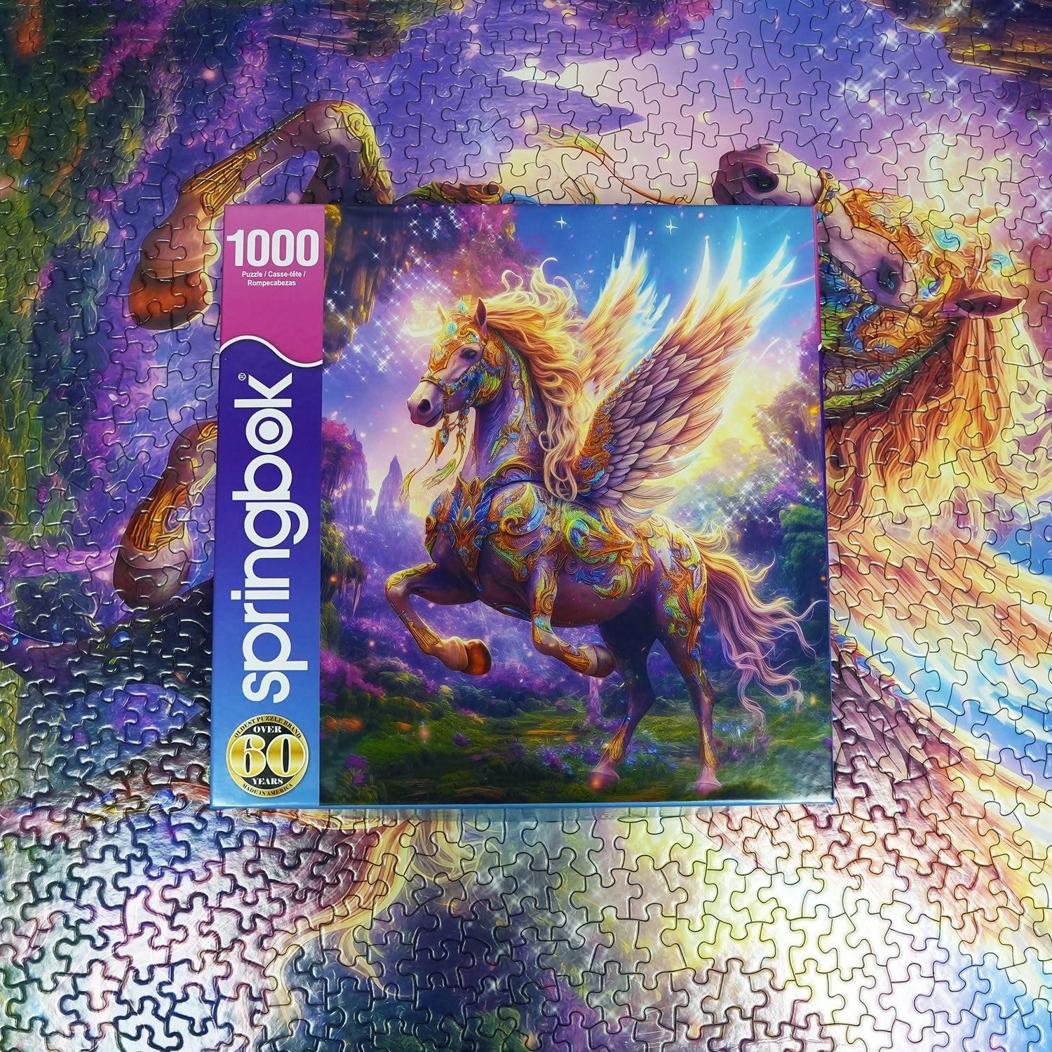 Springbok Pegasus 1000 Piece Jigsaw Puzzle for Adults Features A Mythical Pegasus Image and Unique Cut Pieces by Artist Claudia Mckinney