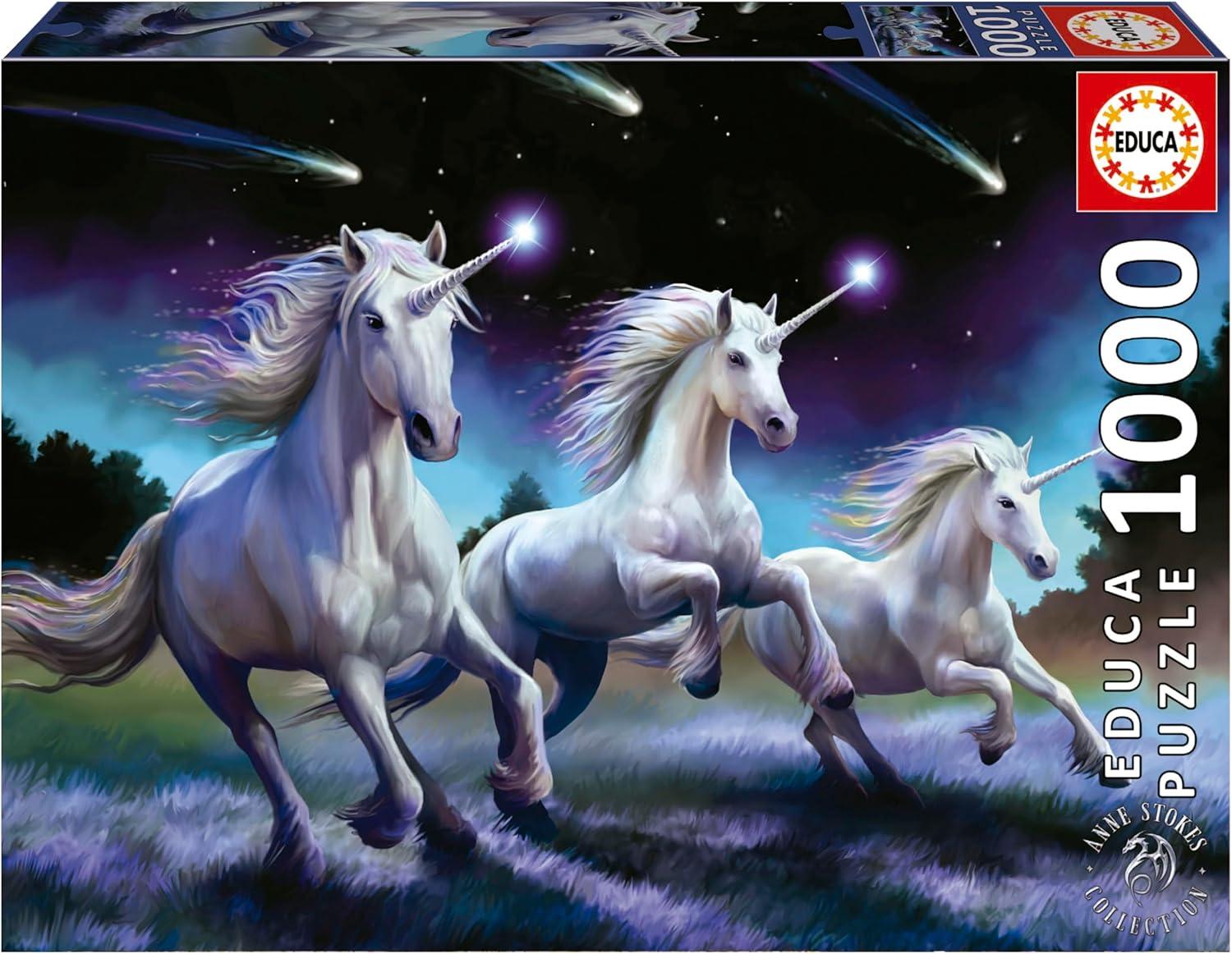 Educa - Shooting Stars, Anne Stokes - 1000 Piece Jigsaw Puzzle - Puzzle Glue Included - Completed Image Measures 26.77 " x 18.9 " - Ages 14+ (19919)