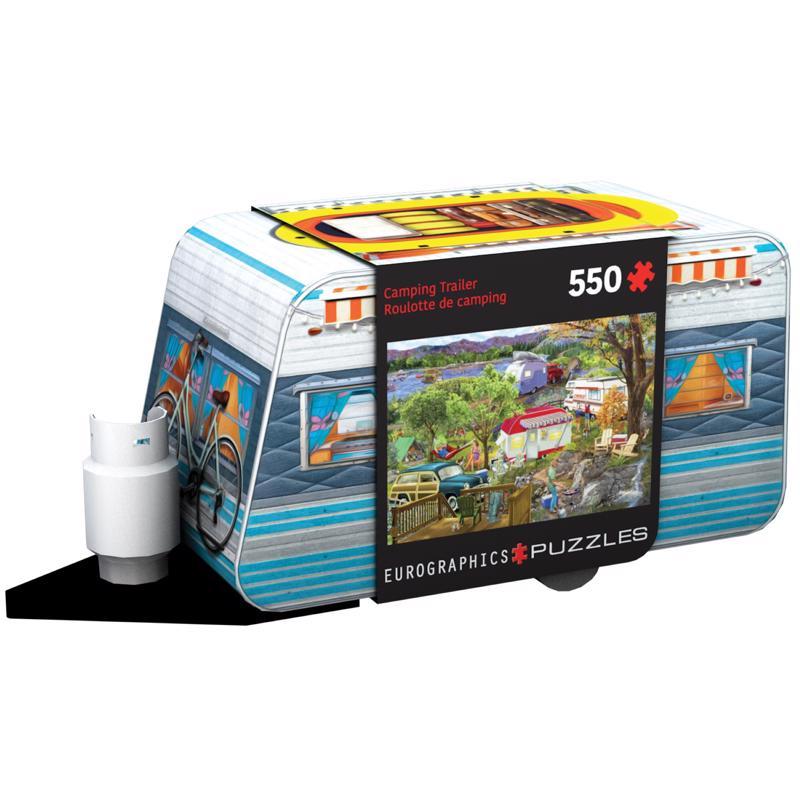 9107551 Camper Trailer Collectible Tins with Puzzles, Multi Color
