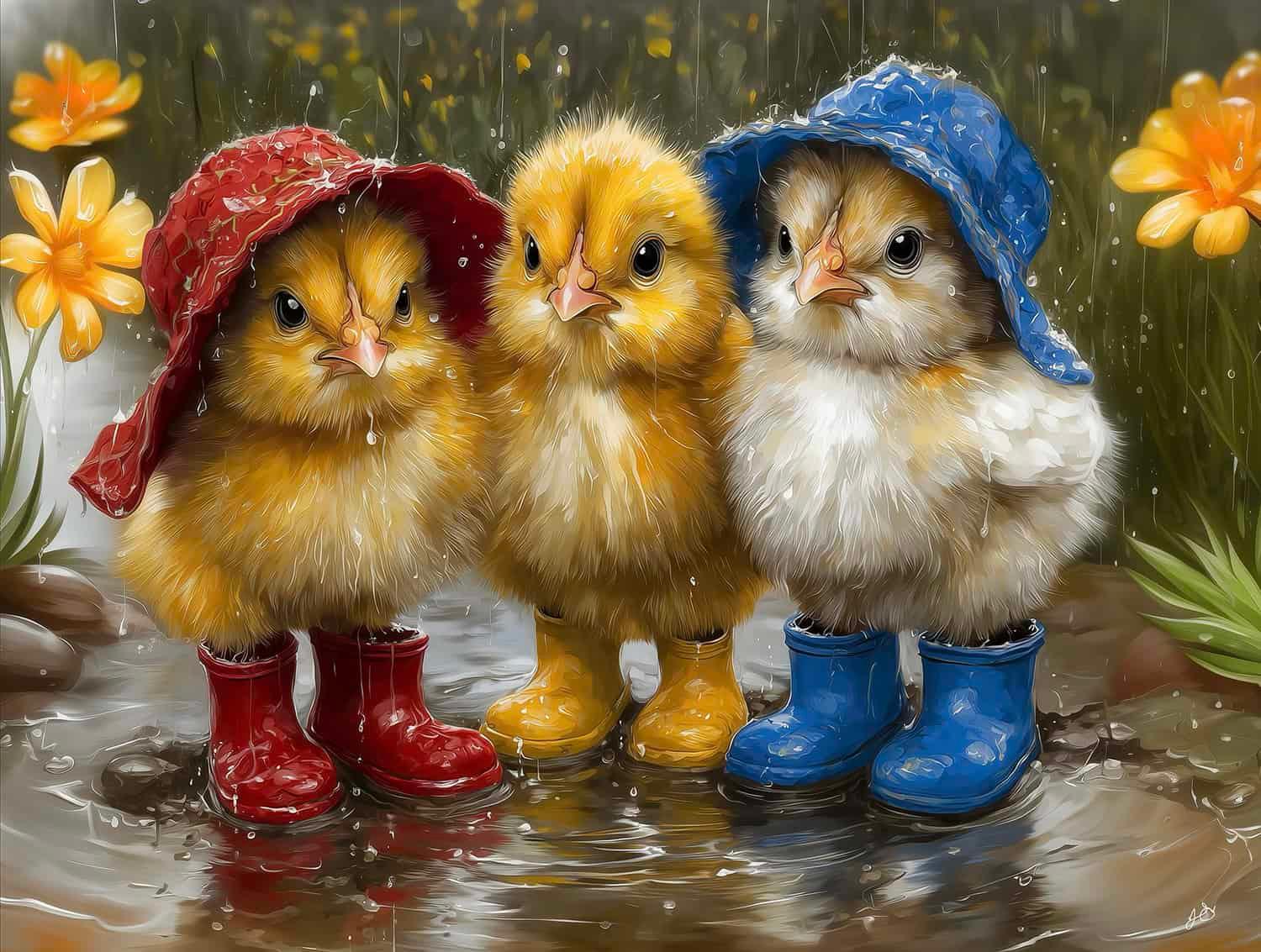 Ducklings in the Rain 500