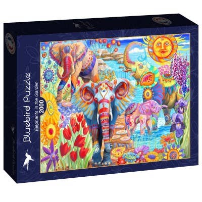 2000 Piece Puzzle - Elephants In The Garden