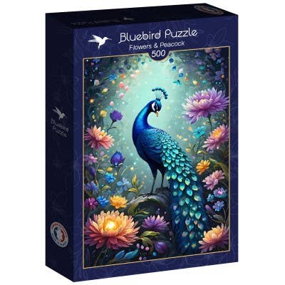 500 Piece Puzzle - Flowers & Peacock