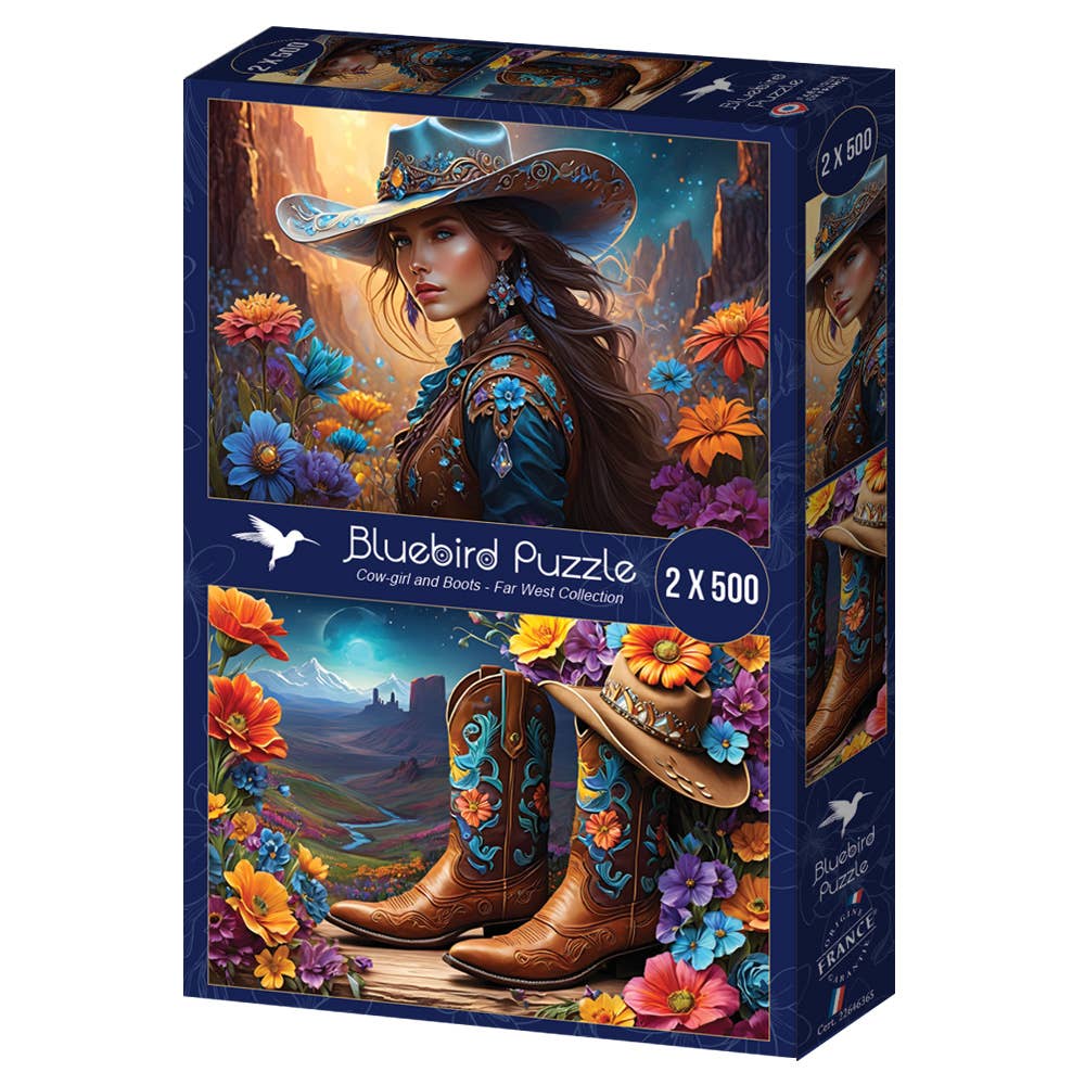Puzzles 2 x 500 Pieces Cowgirl and Boots Far West