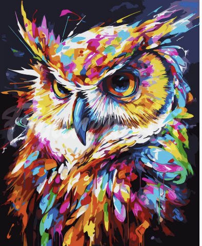Paint By Numbers Rolled - Colorful Abstract Owl