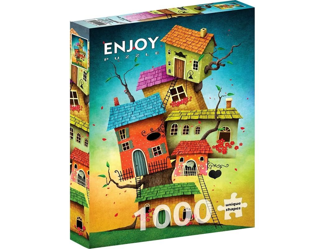 Enjoy Puzzle Fun Illustration of Fantasy Tree Houses – 1000 Pieces Jigsaw Puzzle