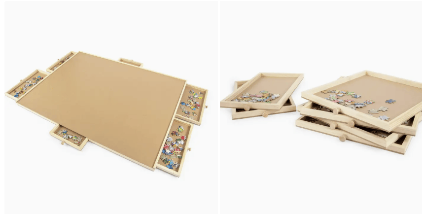 Wooden 35 X 2 X 28 Inch Jigsaw Puzzle Table