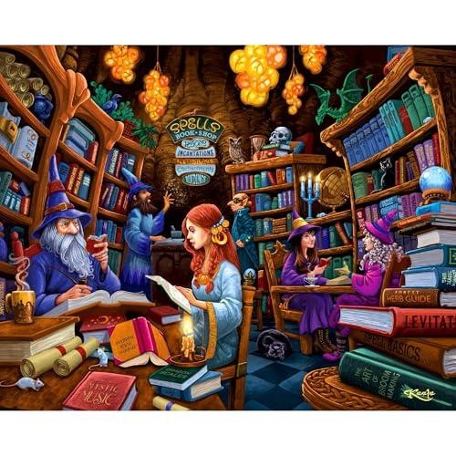 Boardwalk Spellbook Shop 500 Piece Jigsaw Puzzle Fantasy Magic Books Puzzles with Premium Box