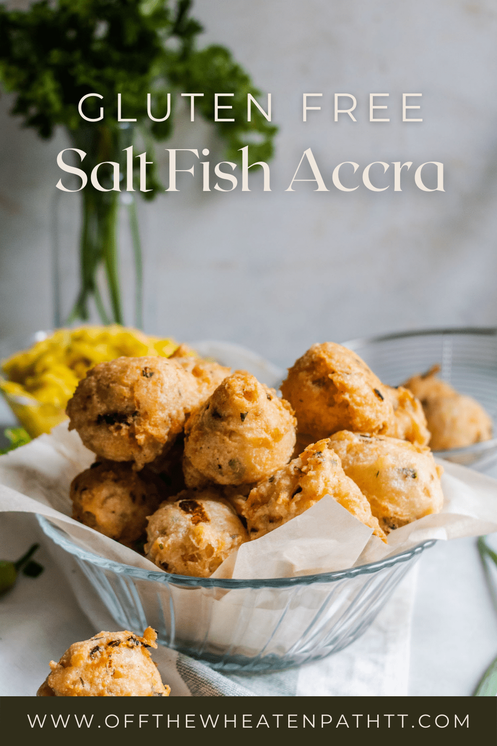 Gluten Free Salt Fish Accra in a bowl