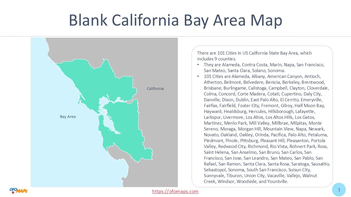California Bay Area Map OFO Maps Bay Area Map 1 