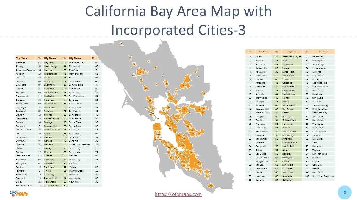 California Bay Area Map OFO Maps Bay Area Map 8 