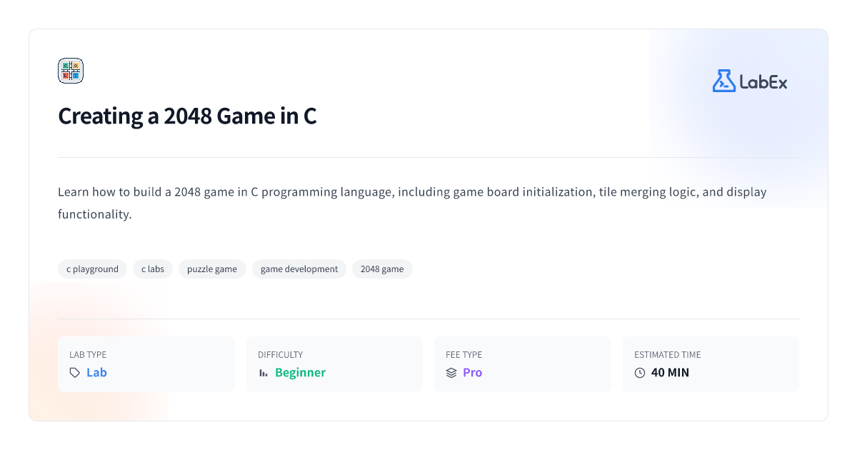 Create A 2048 Game In C LabEx C Creating A 2048 Game In C 298825