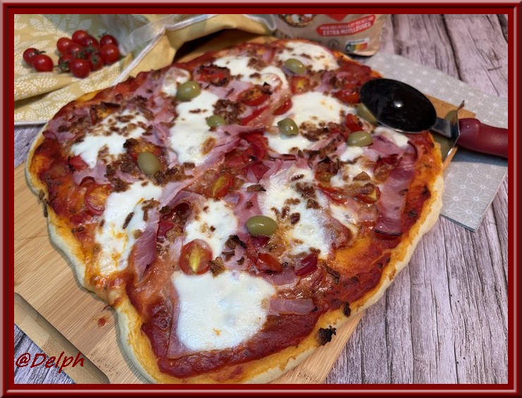 Pizza poivrons marinés bacon