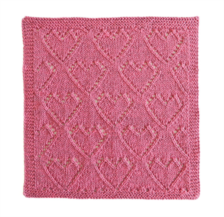 LACE HEARTS dishcloth, VALENTINES LACE knitting pattern, VALENTINES knitting pattern, HEARTS knitting pattern, OhLaLana LACE HEARTS dishcloth free pattern