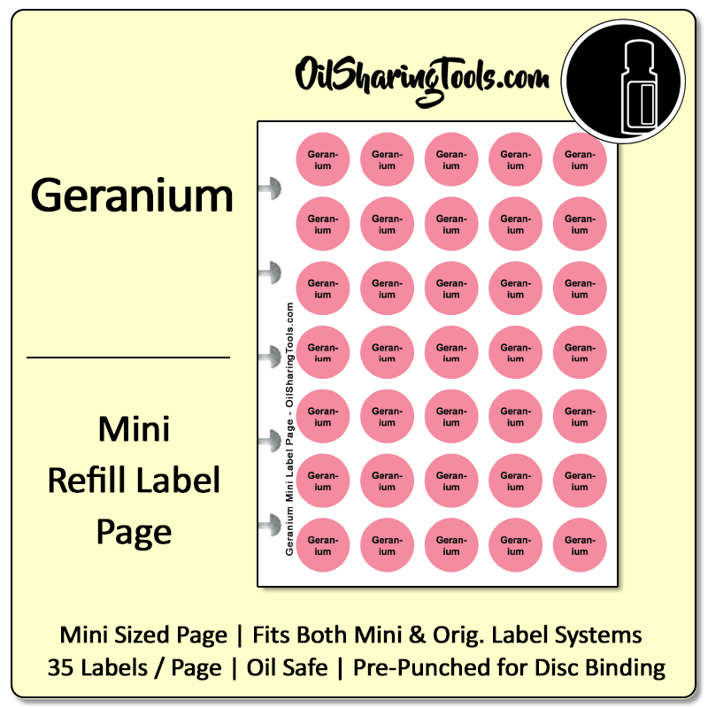 Geranium Mini Label Page Oil Sharing Tools