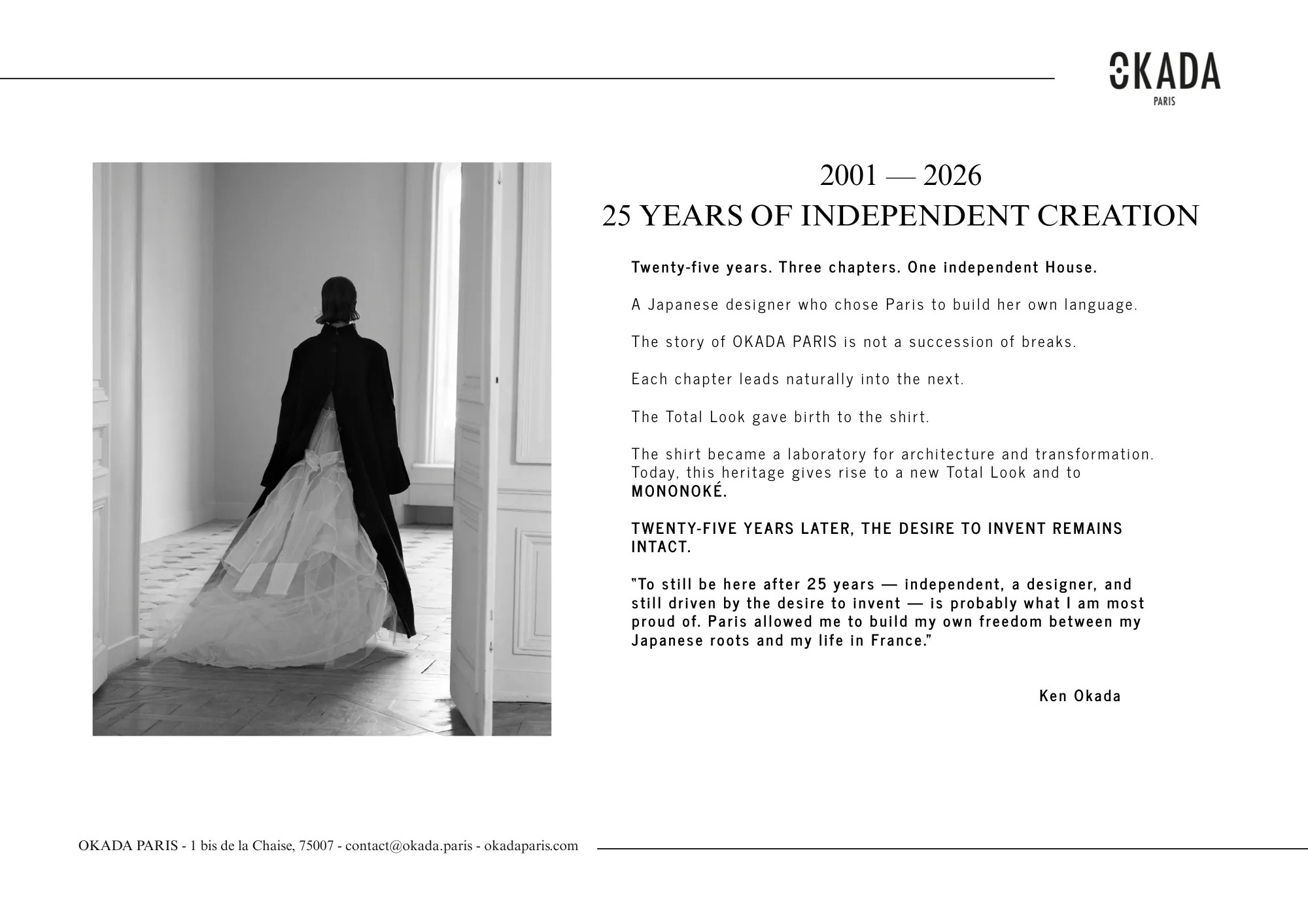PRESS KIT — 25 YEARS OF OKADA PARIS