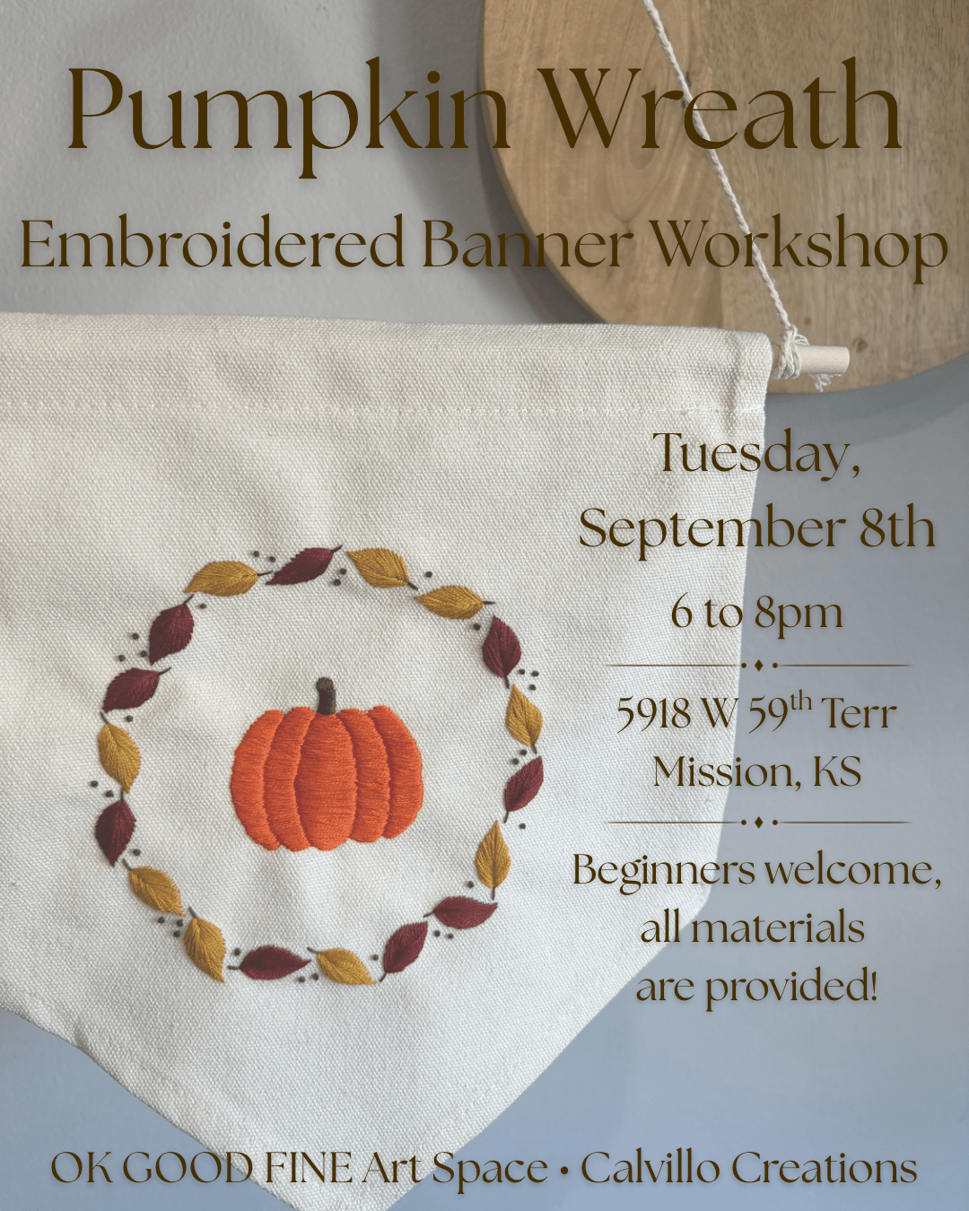 [September 8] Embroidered Pumpkin Banner