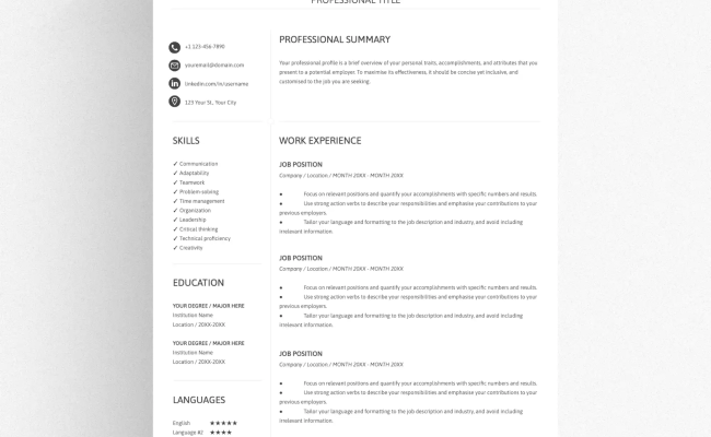Resume Template Google Docs - Simple And Easy To Use - OkiDocs