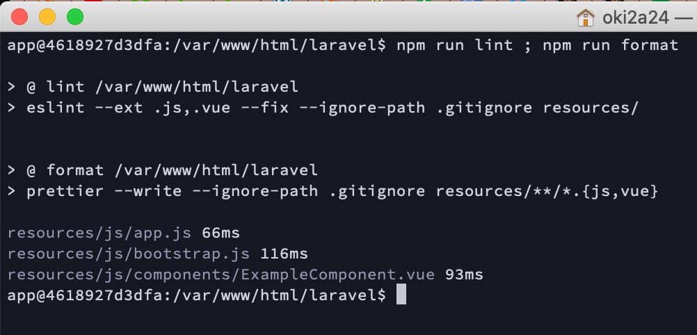 ESLint と Prettier を Laravel 6 の Vue.js 3 に対して実行した。