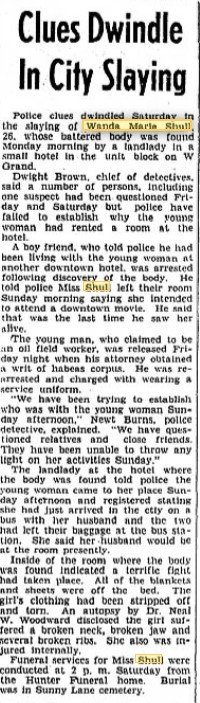 This is a photo of an article about the murder of Wanda Marie Shull