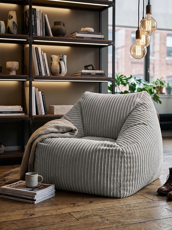 Jumbo Corduroy Adult Armchair Beanbag - Platinum Grey