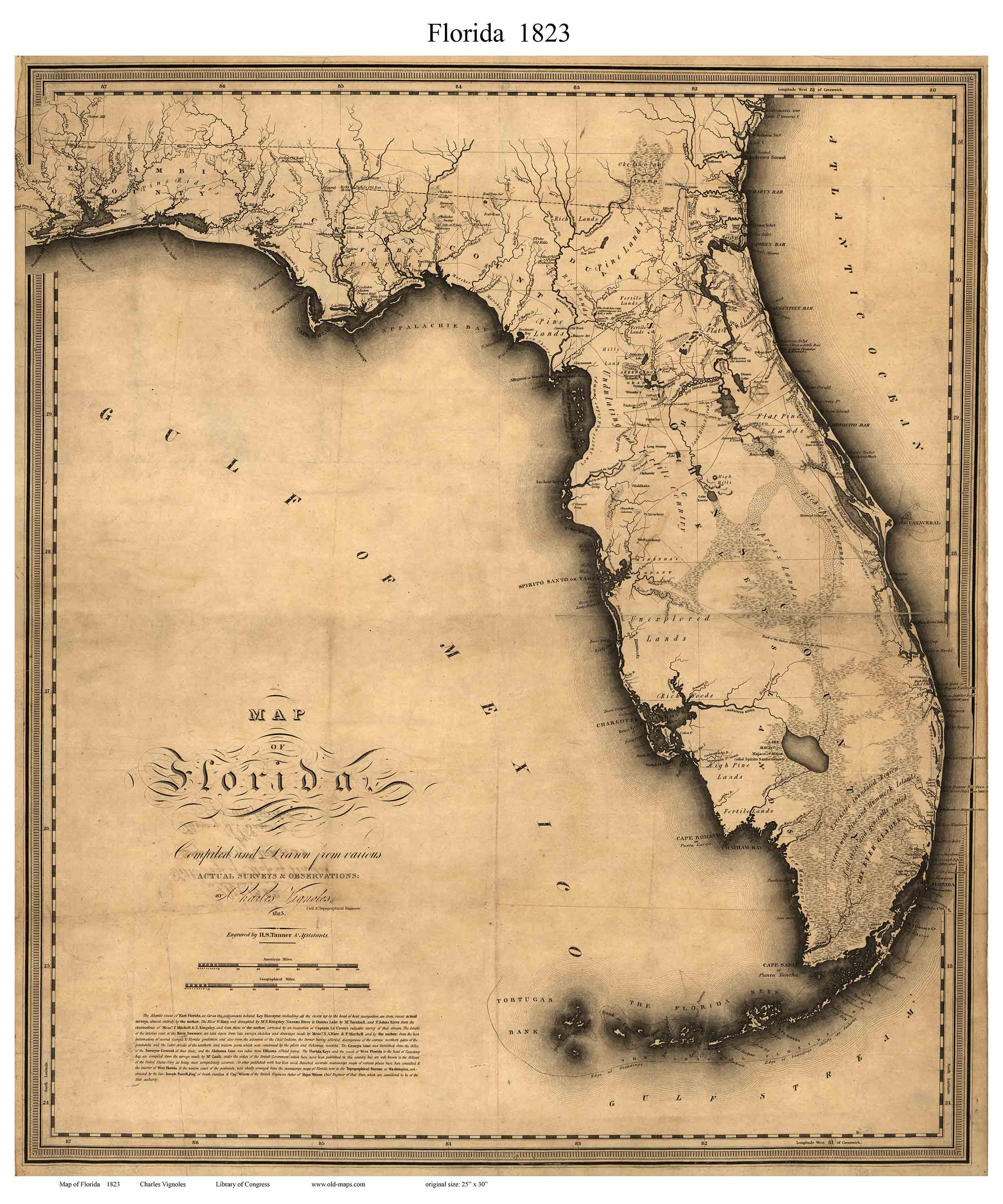Old Maps Of Florida Florida 1823 Vignoles Web 