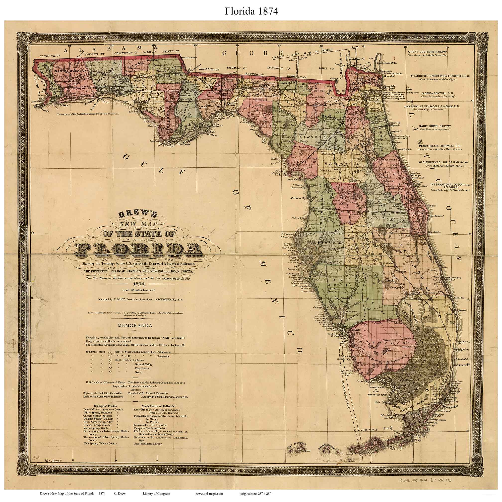 Old Maps Of Florida Florida 1874 Drew Web 